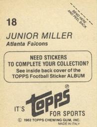 1982 Topps Stickers #18 Junior Miller Back