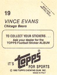1982 Topps Stickers #19 Vince Evans Back