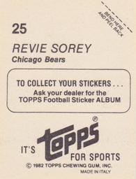 1982 Topps Stickers #25 Revie Sorey Back