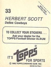 1982 Topps Stickers #33 Herbert Scott Back