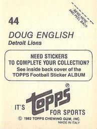 1982 Topps Stickers #44 Doug English Back