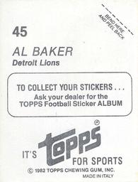 1982 Topps Stickers #45 Al Baker Back