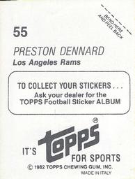 1982 Topps Stickers #55 Preston Dennard Back