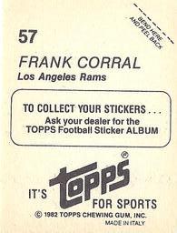 1982 Topps Stickers #57 Frank Corral Back