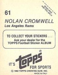 1982 Topps Stickers #61 Nolan Cromwell Back