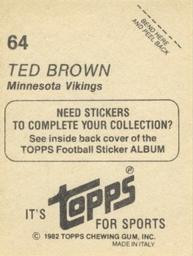 1982 Topps Stickers #64 Ted Brown Back