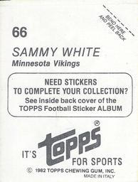 1982 Topps Stickers #66 Sammy White Back