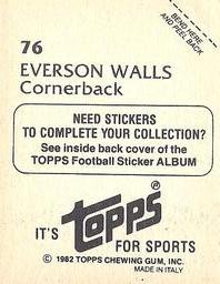1982 Topps Stickers #76 Everson Walls Back