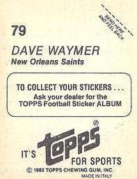 1982 Topps Stickers #79 Dave Waymer Back