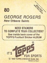 1982 Topps Stickers #80 George Rogers Back