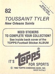 1982 Topps Stickers #82 Toussaint Tyler Back