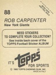 1982 Topps Stickers #88 Rob Carpenter Back