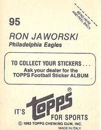 1982 Topps Stickers #95 Ron Jaworski Back