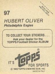 1982 Topps Stickers #97 Hubie Oliver Back