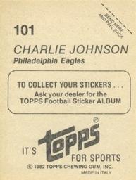 1982 Topps Stickers #101 Charlie Johnson Back