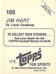 1982 Topps Stickers #105 Jim Hart Back