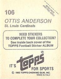 1982 Topps Stickers #106 Ottis Anderson Back