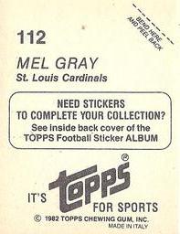 1982 Topps Stickers #112 Mel Gray Back