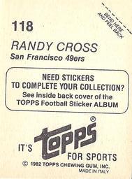 1982 Topps Stickers #118 Randy Cross Back