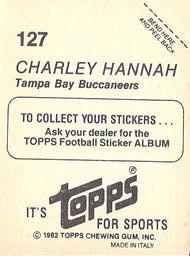 1982 Topps Stickers #127 Charley Hannah Back