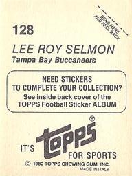 1982 Topps Stickers #128 Lee Roy Selmon Back