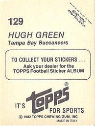 1982 Topps Stickers #129 Hugh Green Back