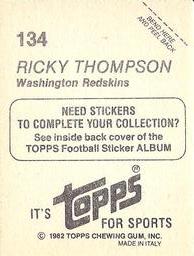 1982 Topps Stickers #134 Ricky Thompson Back