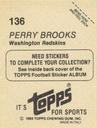 1982 Topps Stickers #136 Perry Brooks Back