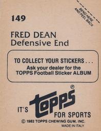 1982 Topps Stickers #149 Fred Dean Back