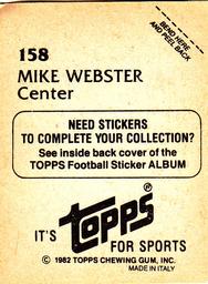 1982 Topps Stickers #158 Mike Webster Back