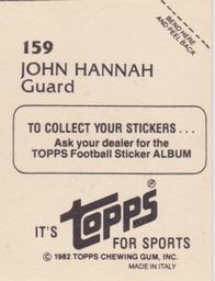 1982 Topps Stickers #159 John Hannah Back