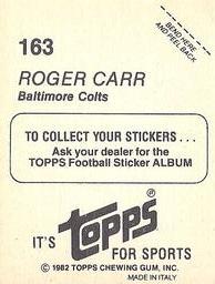 1982 Topps Stickers #163 Roger Carr Back