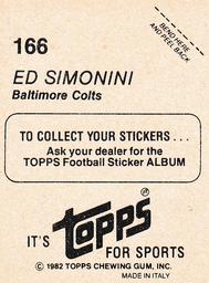 1982 Topps Stickers #166 Ed Simonini Back