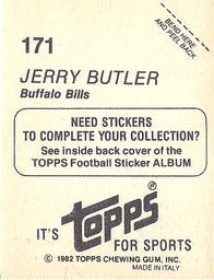 1982 Topps Stickers #171 Jerry Butler Back