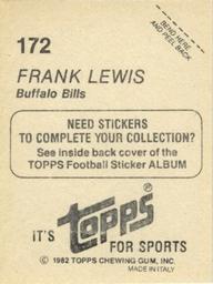 1982 Topps Stickers #172 Frank Lewis Back