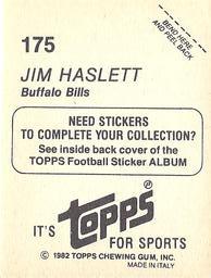 1982 Topps Stickers #175 Jim Haslett Back