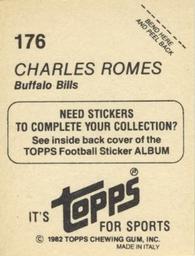 1982 Topps Stickers #176 Charles Romes Back