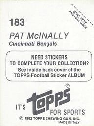 1982 Topps Stickers #183 Pat McInally Back