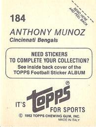 1982 Topps Stickers #184 Anthony Munoz Back
