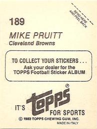 1982 Topps Stickers #189 Mike Pruitt Back
