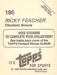 1982 Topps Stickers #195 Ricky Feacher Back