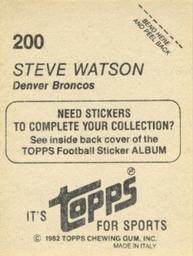1982 Topps Stickers #200 Steve Watson Back