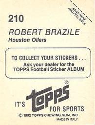 1982 Topps Stickers #210 Robert Brazile Back