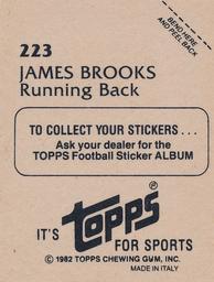 1982 Topps Stickers #223 James Brooks Back