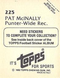 1982 Topps Stickers #225 Pat McInally Back