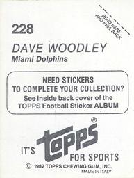 1982 Topps Stickers #228 David Woodley Back