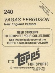 1982 Topps Stickers #240 Vagas Ferguson Back