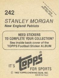 1982 Topps Stickers #242 Stanley Morgan Back