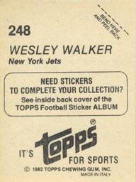1982 Topps Stickers #248 Wesley Walker Back