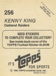 1982 Topps Stickers #256 Kenny King Back